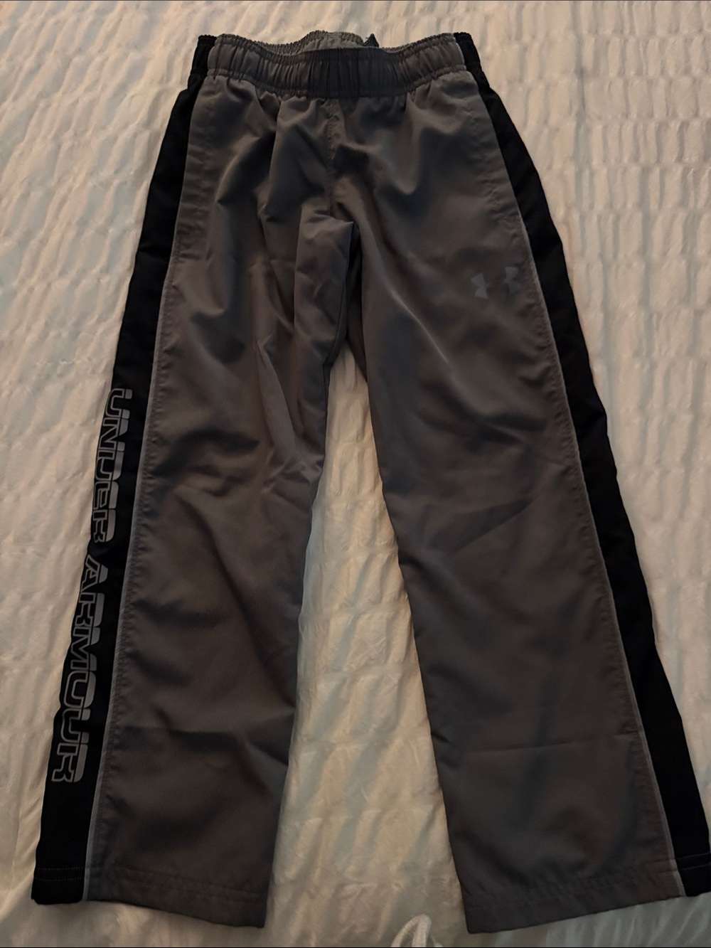 Under Armour Gray Sweatpants with Black Side Panels and Logo
